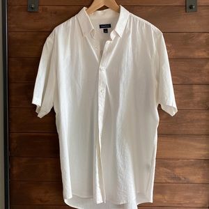 Club Room Mens white button down casual short sleeve shirt